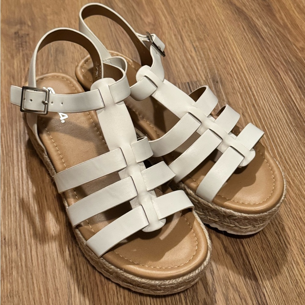 Women's White espadrille platform sandals